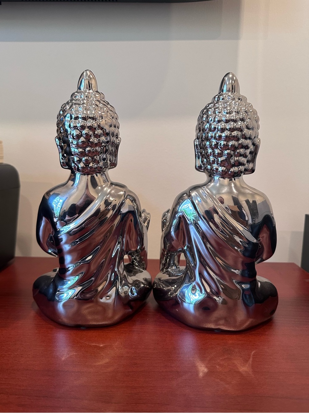 Pier 1 Imports Silver Buddha Statues Bookends Pair of Two (2) - Picture 7 of 10
